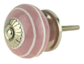 D. Lawless Hardware 1-1/2" Ceramic Knob Pink with White Rings