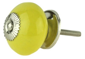D. Lawless Hardware 1-1/2" Ceramic Knob Yellow with Nickel Rosette