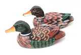 Disney Pair Hand Carved Duck Painted with Glass Eyes - 7-1/4