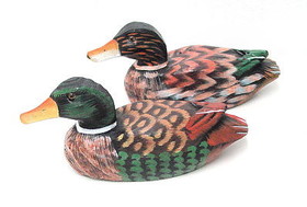 Disney Pair Hand Carved Duck Painted with Glass Eyes - 7-1/4" (M-ARTS01, M-ARTS02)