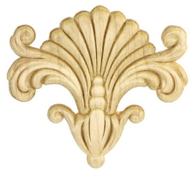 D. Lawless Hardware 4-1/4" x 3-7/8" Birch Wood Shell Splash with Plumes Applique