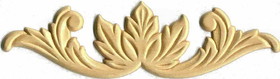 D. Lawless Hardware 9" x 2-1/2" Birch Wood Leaf with Upturned Scroll Applique