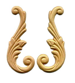 D. Lawless Hardware 5-1/4" X 2-1/4" Pair of Left & Right Birch Wood Wing Appliques