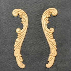 D. Lawless Hardware 9-7/8" x 2-5/8" Pair of Oak Wood Wing Appliques
