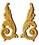 D. Lawless Hardware 6" x 2-3/4" Pair of Oak Wood Feathered Upsweeps Applique