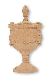 D. Lawless Hardware Wood Carving - 6-1/2" Trophy Urn w/ Draped Ribbons & Flame