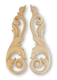 D. Lawless Hardware Pair Large Wood Carvings - 12" Scrolls