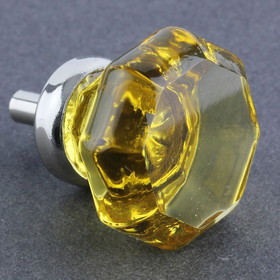 D. Lawless Hardware 1-3/8" Octagon Cut Glass Knob Amber with Chrome