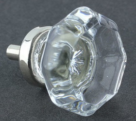 D. Lawless Hardware 1-3/8" Octagon Cut Glass Knob Clear with Chrome