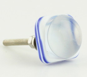 D. Lawless Hardware 1" Art Glass Square Knob Blue and White