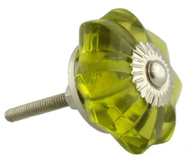 D. Lawless Hardware 1-3/4" Indian Style Glass Knob Seaweed Green with Satin Chrome