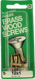 Hillman Solid Brass 12 x 1 Wood Screw  Flat Head Phillips 5-Pak H-06-1527-148