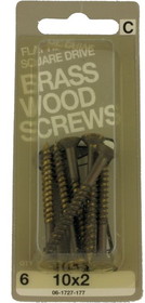 Hillman #10 X 2" Antiqued Solid Brass Wood Screws 6-Pak H-06-1727-177