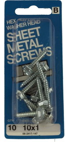 Hillman Hex Washer Head Sheet Metal Screws #10 X 1" Long 10-Pak H-06-2417-147