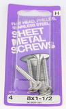 Hillman Stainless Flat Head Phillips Sheet Metal Screw - 8 x 1 1/2