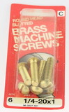 Hillman Round Head, Slotted Brass Machine Screw - 1/4-20 x 1