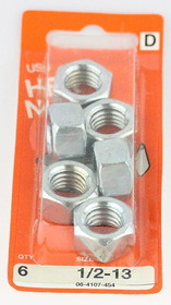 Hillman USS Hex Nuts - 1/2-13 - 6 Pack H-06-4107-454