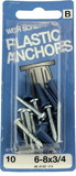 Hillman 6-8x3/4 Plastic Anchors with Screws - 10 Pack