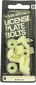 Hillman Nylon License Plate Bolts with Nuts - 4 Pack (970356)