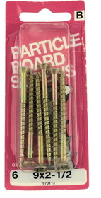 D. Lawless Hardware 9 x 2-1/2" Particle Board Screws - 6 Pack