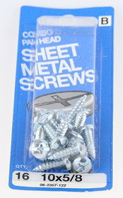 Hillman Combo, Pan Head Sheet Metal Screw - 10 x 5/8" - 16 Pack H-970158