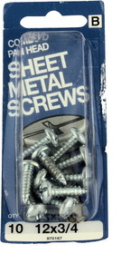 Hillman 12 x 3/4" Combo Pan Head Sheet Metal Screws - 10 Pack