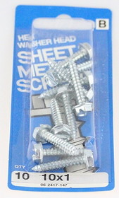 Hillman Hex & Washer Head Sheet Metal Screws - 10 x 1" - 10 Pack H-970206
