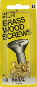 Hillman #6 x 3/4" Flat Head Brass Wood Screws H-970380