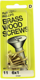 Hillman #6 x 1" Flat Head Brass Wood Screws H-970381