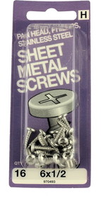 Hillman 6 x 1/2 Pan Head Sheet Metal Screws - 16 Pack