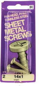 Hillman #14 x 1" Pan Head Sheet Metal Screws - 2 Pack H-970507