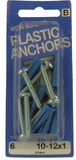 Hillman Plastic Anchors with Screws. 10-12x1, 6 Pack H-970641