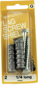 Hillman 1/4" Long Lag Screw Shield with Screws - 2 Pack H-970657