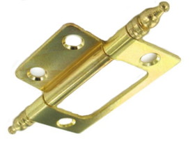 D. Lawless Hardware Non-Mortise Hinge - Finial Tips - Brass Plated - 2" H531BP