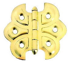 D. Lawless Hardware Butterfly Cabinet Hinge - Brass Plated w/ Screws 2-3/16" x 2-3/8"