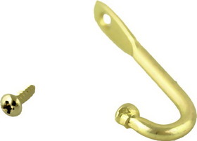 D. Lawless Hardware Jewelry Box Necklace Hook - Brass Finish w/ Screw - 3mm (25 PER BAG)