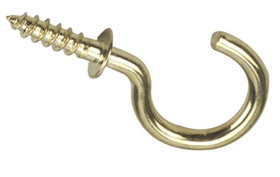 D. Lawless Hardware 1 1/2" Cup Hook w/ Shoulder Brass Plated (100 PER BAG)