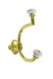 D. Lawless Hardware Two Prong Coat Hook - Ceramic & Brass Plated - Front Mount H21-P2351BP