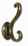 D. Lawless Hardware Coat Hook Antique Brass Double Prong 4-1/8
