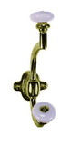 D. Lawless Hardware Coat Hook Front Mount Antique Brass With White Ceramic Knobs H23-P2351AB