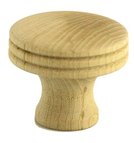 D. Lawless Hardware 1-1/4" Knob with Three Turned Ribs Unfinished Birch