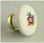 D. Lawless Hardware 1-1/2" Floral Ceramic Knob White with Brass Backplate