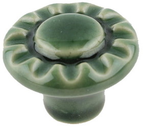 D. Lawless Hardware 1-1/2" Flower Ceramic Knob Glossy Forest Green