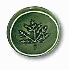 D. Lawless Hardware 1-1/4" Maple Leaf Ceramic Knob Glossy Forest Green