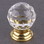 D. Lawless Hardware 1-3/16" Cut Glass Knob Clear with 24k Gold Plated Base
