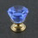 D. Lawless Hardware 7/8" Cut Crystal Knob Blue with 24k Gold Plated Base