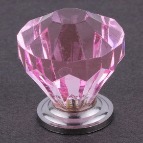 D. Lawless Hardware 1-1/4" Pink Diamond Acrylic Knob Chrome