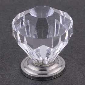 D. Lawless Hardware 1-1/4" Diamond Cut Acrylic Knob Clear and Chrome