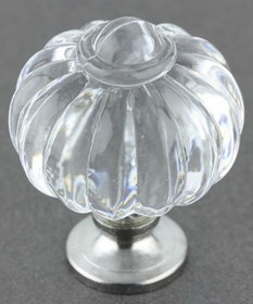 D. Lawless Hardware 1-1/4" Acrylic Large Pumpkin Knob Clear with Chrome Plated Base