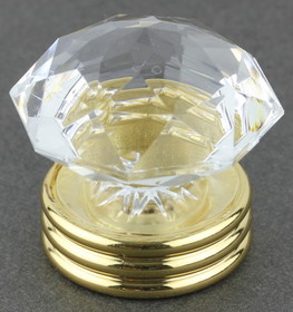 D. Lawless Hardware 1-3/8" Diamond Cut Acrylic Knob with Large Three Ring Brass Base